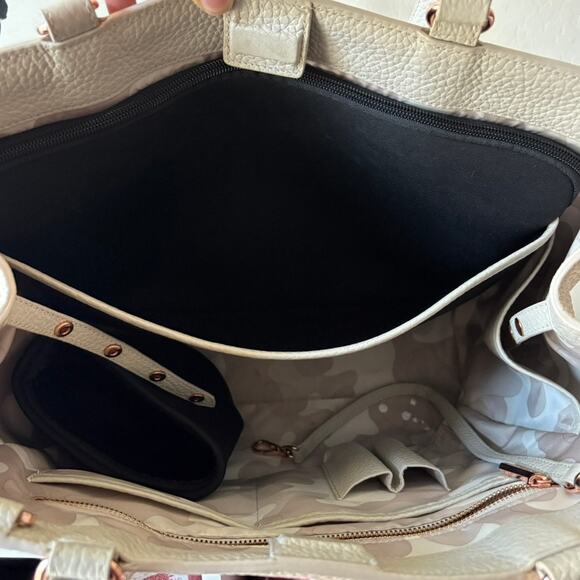 Dagne Dover Allyn Bone Leather Work Travel Neutral Minimalist Classic Tote Bag - Picture 4 of 9